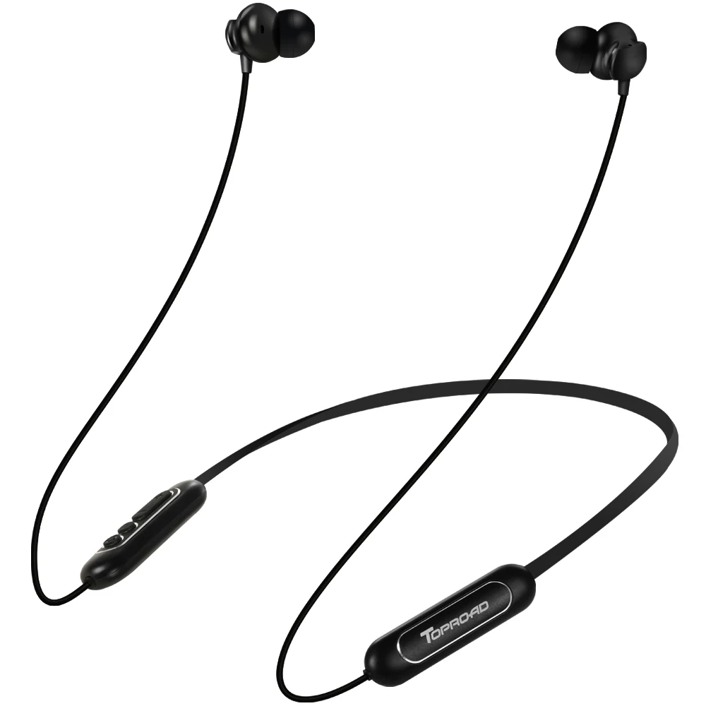 black earphone TOPROAD Bluetooth наушники Беспроводные водонепроницаемые спортивные наушники с шумоподавлением стерео бас гарнитура с микрофоном для телефона - Цвет: black earphone