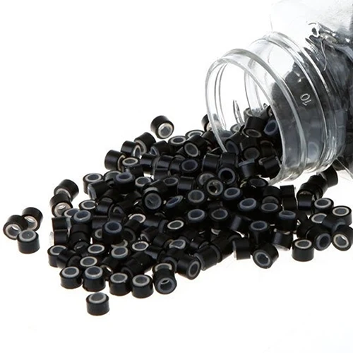 

500Pcs Silicone Aluminum Micro Link Beads Rings 5.0*3.0*3.0mm Micro Rings Links Beads for Feather Hair Extensions Cosmetic