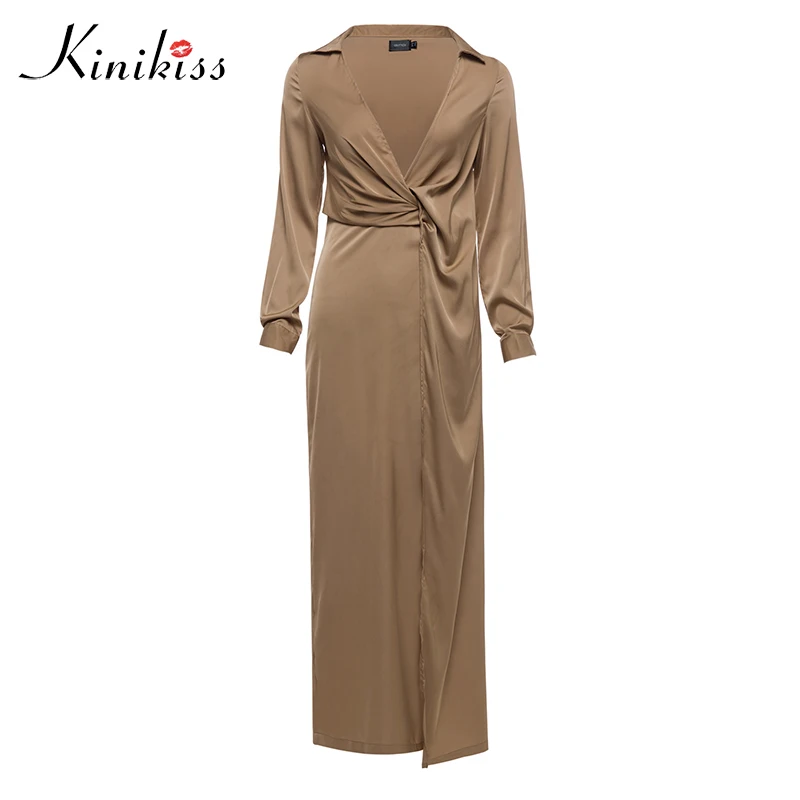 Kinikiss Женщины bodycon платье модные элегантные пикантные v-образным вырезом