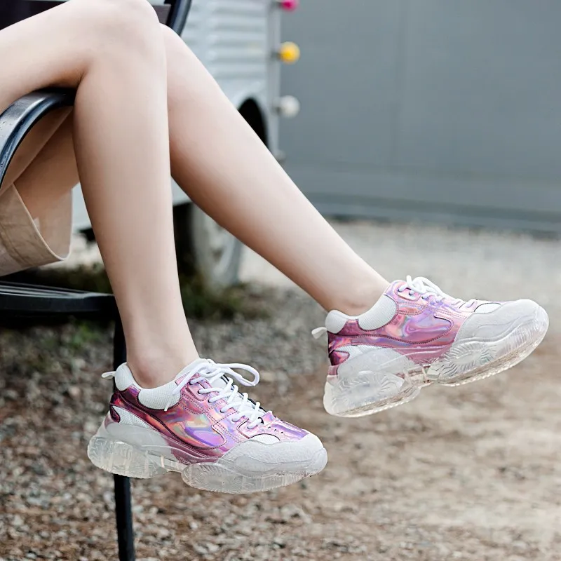 Новинка 2019 дизайнерская женская шнуровка розового серебристого черного белого