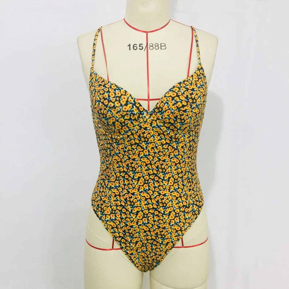 2019 Sexy Bikinis Set One Piece Ins Designer Vintage Retro Print Push Up Brazilian Women Beach Bathing Swimwear XL | Спорт и