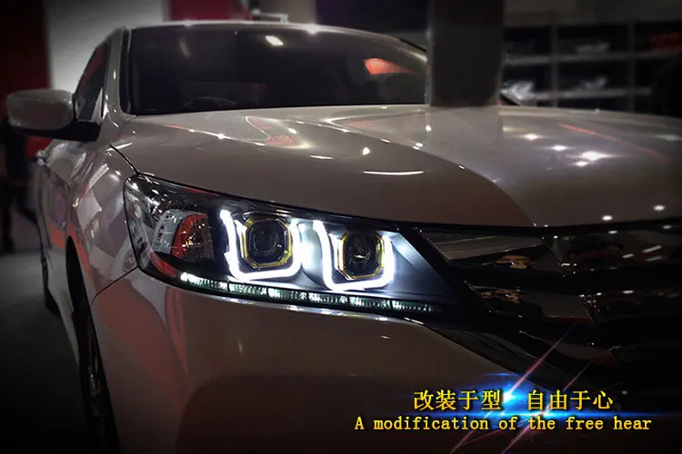 KOWELL автомобильный Стайлинг для Honda Accord 9 фары 2013- Accord 9 светодиодный фонарь светодиодный DRL Bi Xenon объектив Высокий Низкий Луч парка