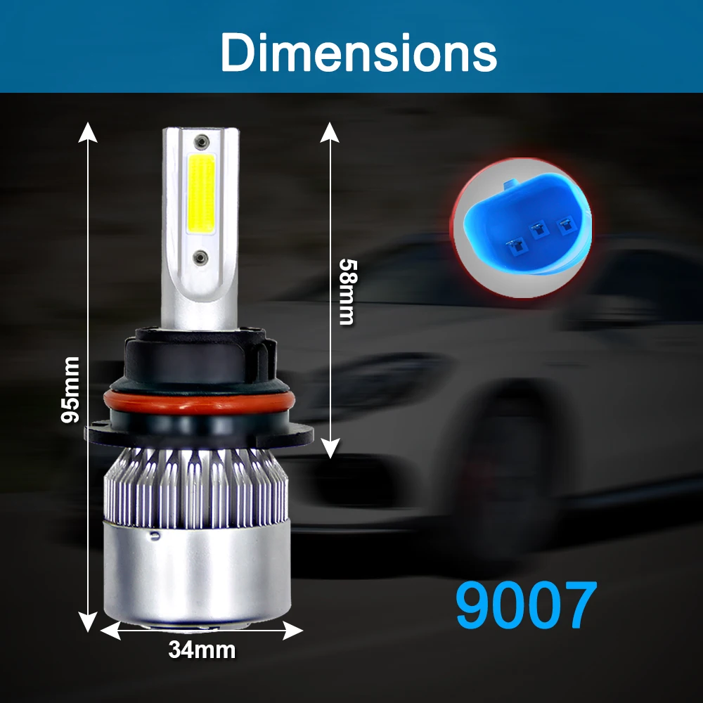 2 шт. автомобильные фары C6 светодиодсветодиодный лампы H7 LED H4 H1 H3 H11 HB3 9005 HB4 9006 9007 880
