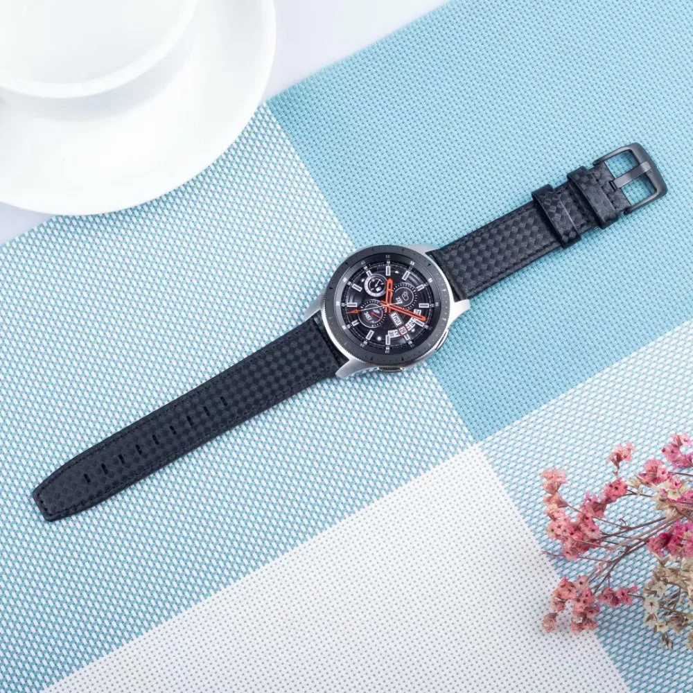 Петля из углеродного волокна натуральной кожи для samsung Galaxy gear S3 22 мм браслет ремешок для Galaxy Watch 46 мм huawei Watch 2 gt