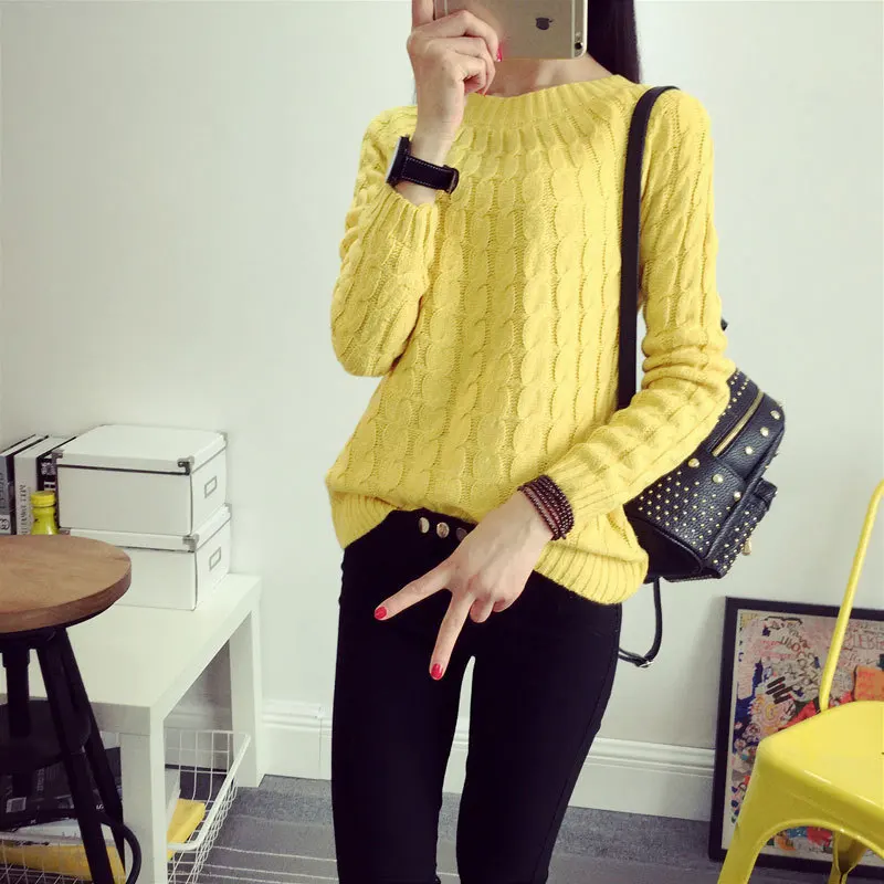 2017 New Autumn And Winter Sweater Hedging Retro Large Size Women Loose Bottoming Neck Pullover Coats NM30 | Женская одежда
