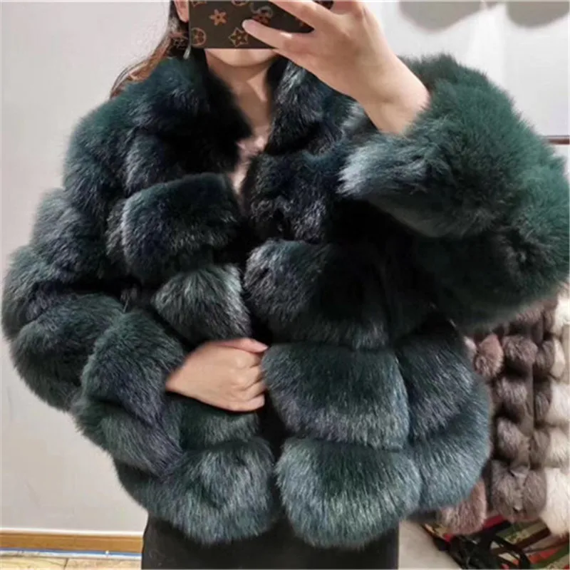 New Winter Women Warm Real Fox Fur Coat Short Slim Genuine Fur Jacket Outerwear enlarge