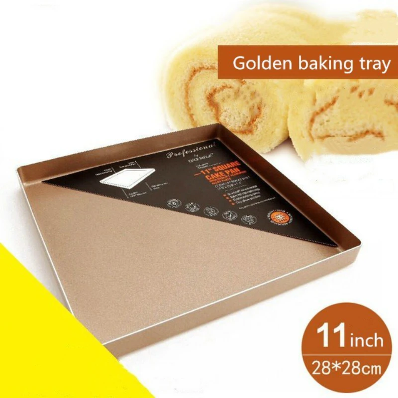 

Противень для выпечки 28*28, антипригарный, золотой, цвет шампанского, 11 дюймов, квадратная алюминиевая тарелка, для хлеба, торта, столовая пос...