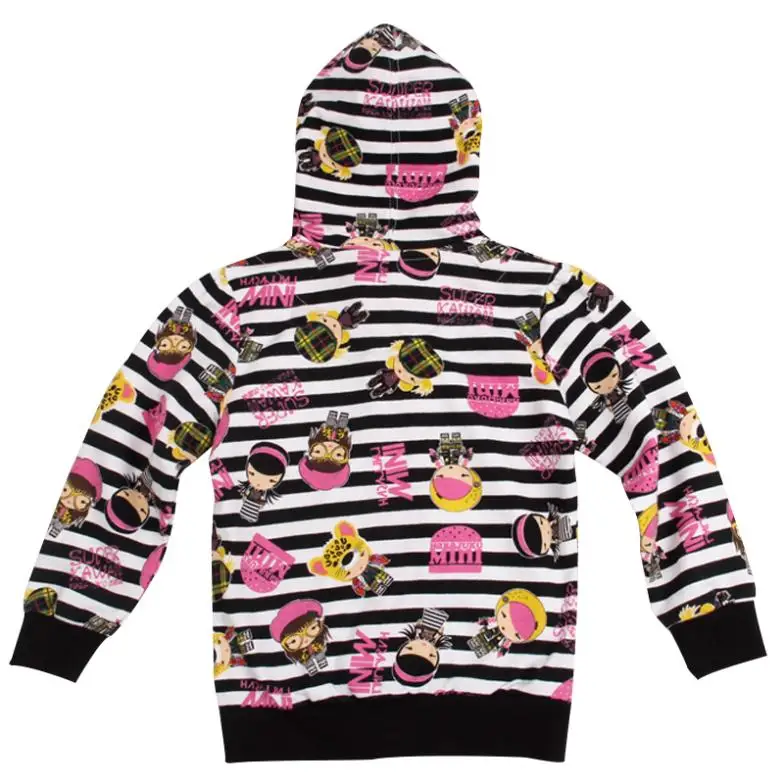 2014 F3425# 18m/6y NOVA kids wear coat girls printed super kawaii striped zip-up jacket hoodies brand |