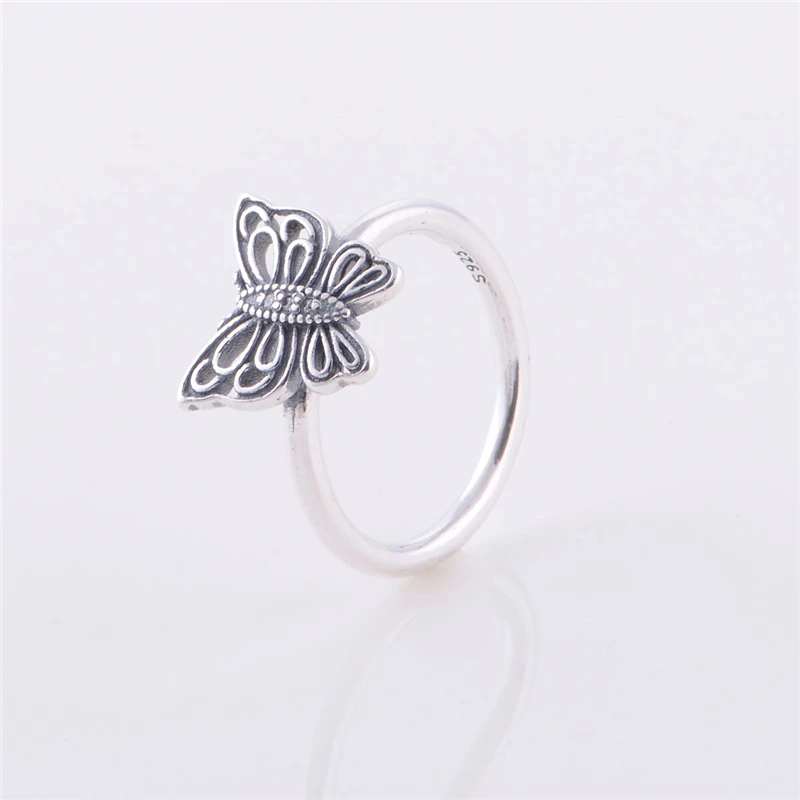 Элегантное женское ажурное кольцо бабочка из стерлингового серебра 925 пробы для