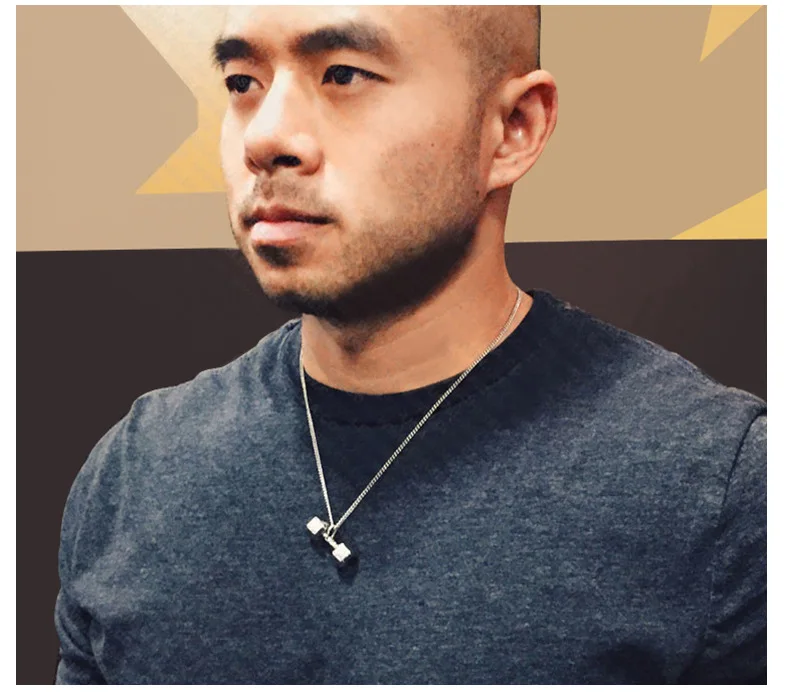 2018 Новая мода хип хоп гантели Форма Цепочки и ожерелья подвеска для Для мужчин