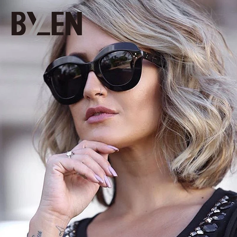 

BYLEN Fashion Cat eye Sunglasses Women Brand Designer Vintage Rivets Oval Sun Glasses Female Gradient Eyeglasses De Sol