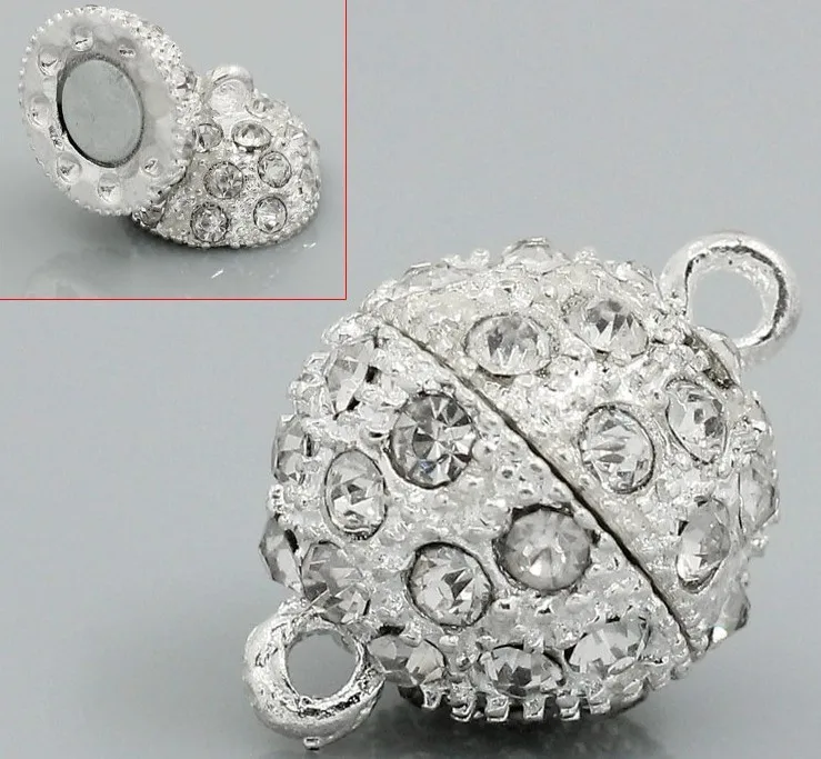 

Free Shipping!High quality 10pcs alloy Clear Rhinestone Magnetic Clasps 12mm