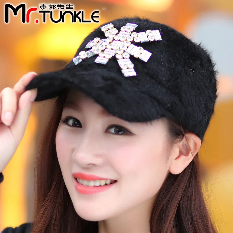 2015 new Korean style woman's baseball cap woman winter hat bucket warm rabbit fur | Аксессуары для одежды