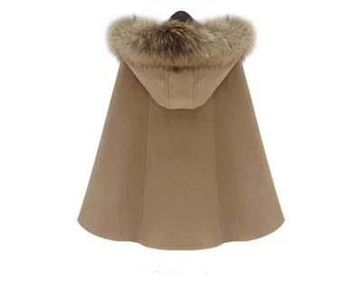 2019 Big Soft Fur Collar Poncho /Big Size Wool Coat Women/ Winter Cape Manteaux Femme Hiver | Женская одежда