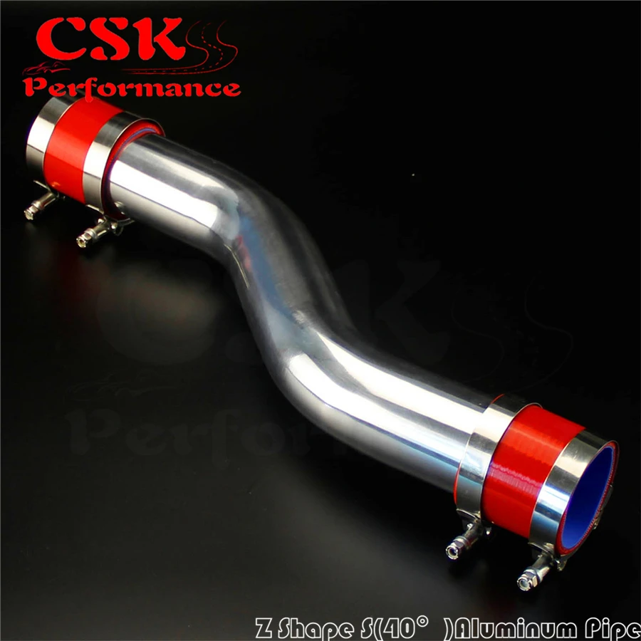 

60mm 2.36" inch 40 Degree Z / S Shape Aluminum Intercooler Pipe Piping Tube hose + Silicone hose w/ T-clamps
