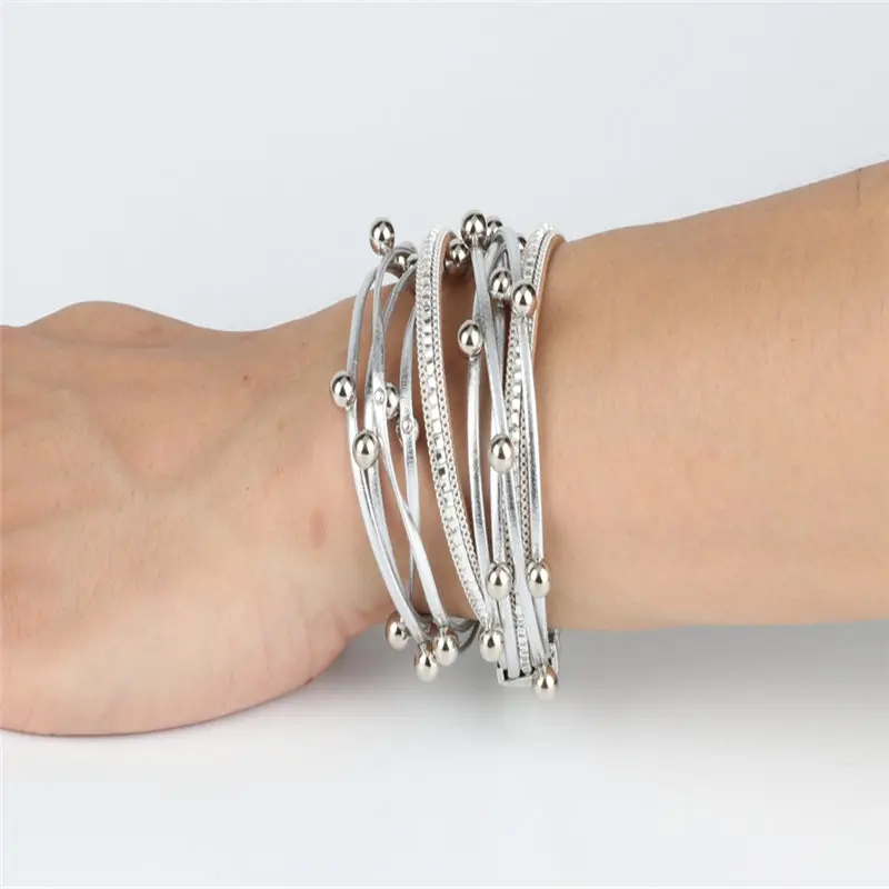Design Fashion Bead Multiple Layers Charm Bracelet For Women Men Leather Bracelets &amp Bangle New Femme Party Drop shipping | Украшения и