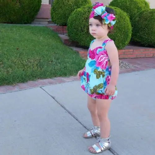 Распродажа комбинезон без рукавов с цветочным рисунком для новорожденных и