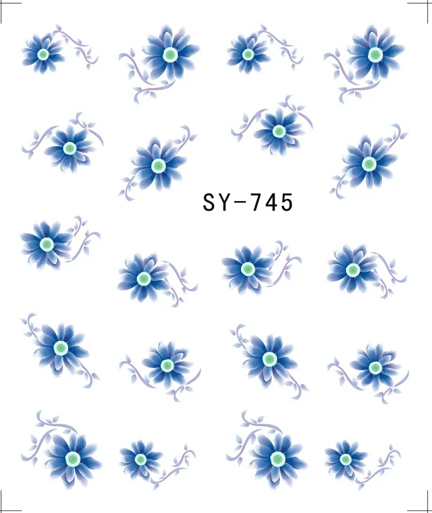 6 упак./лот блеск переводка NAIL ART наклейки на ногти цветок лоза розового