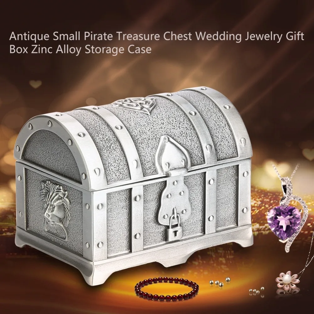 

Небольшой античный пират из цинкового сплава, сундук с сокровищами, шкатулка для ювелирных изделий, ретро брелок, кольцо, серьги, ожерелье, в...