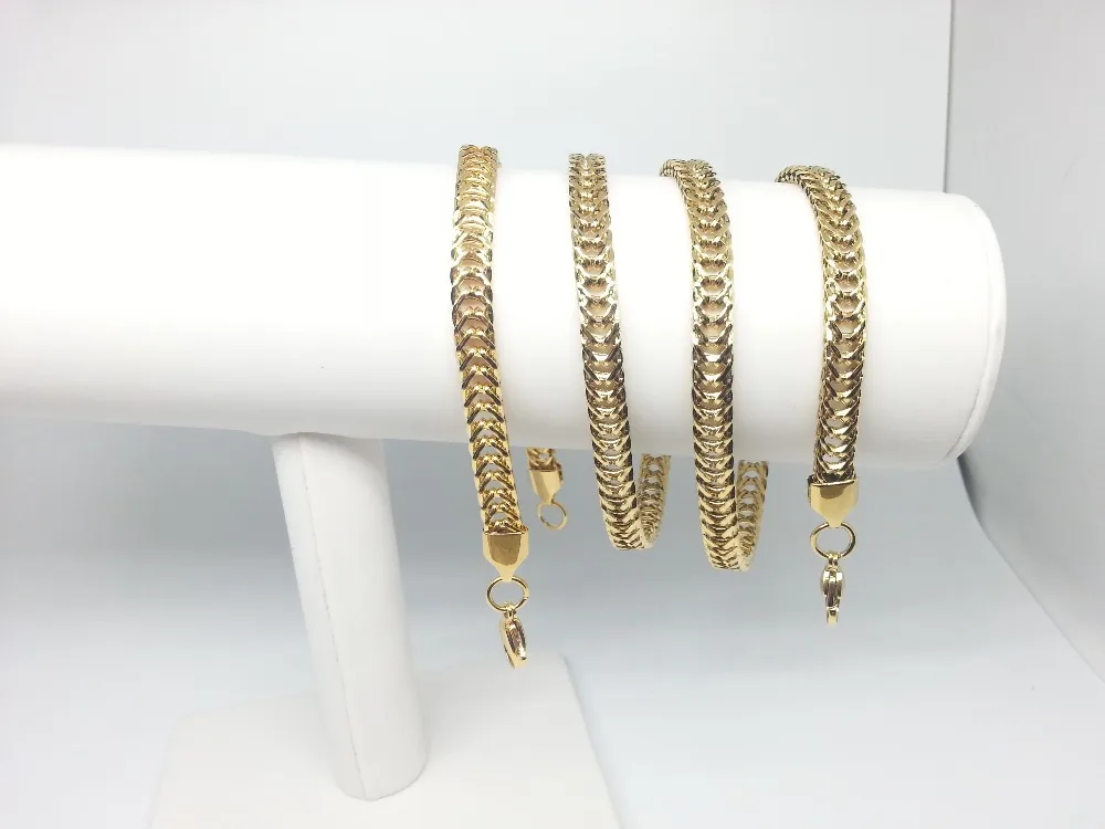 6 8 мм Золотая Свадебная вечеринка Мужская цепочка для мальчиков ожерелье браслет