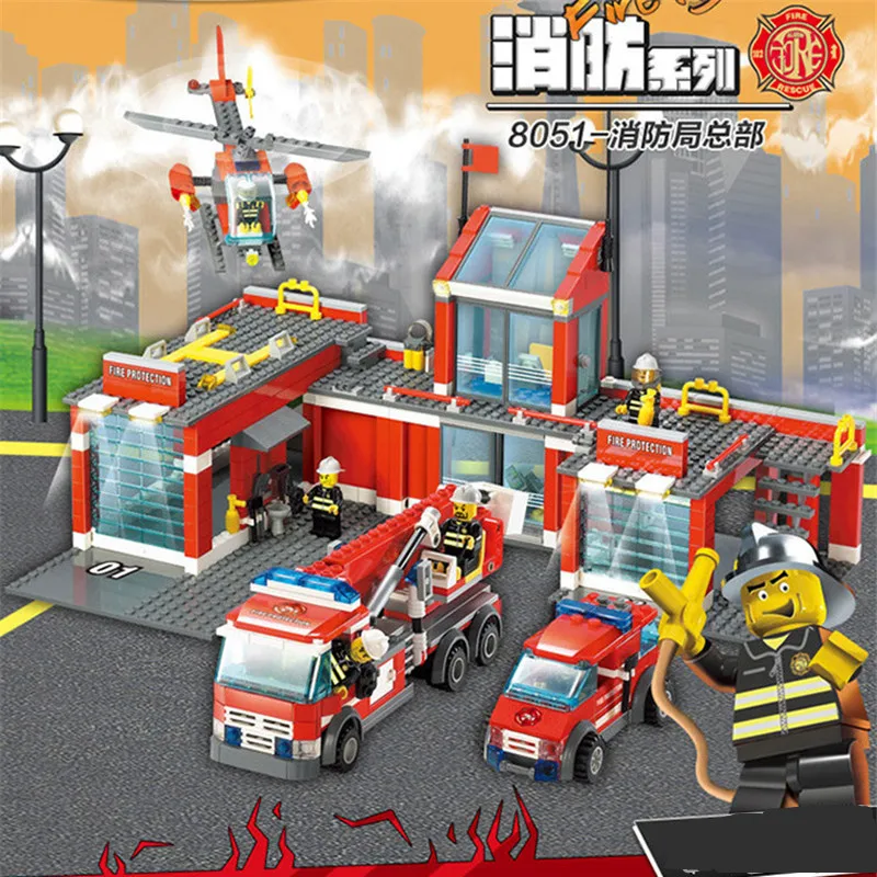 Строительные блоки для города модель пожарной станции Совместимые с Legoe город