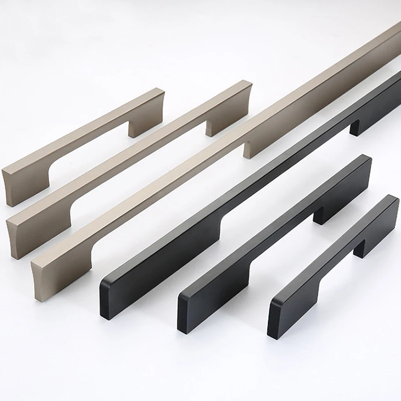 Черные/Золотые скрытые ручки для шкафа алюминиевые кухонные ручки для выдвижных ящиков мебель для спальни дверь длинная ручка фурнитура