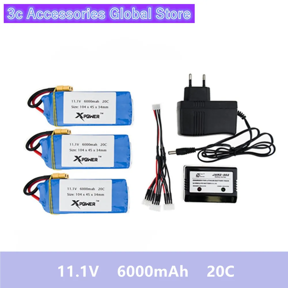 11 1 В 6000 мАч 20C Lipo аккумулятор 2/3 шт. И зарядное устройство для XK X380 rc Quadcopter Дрон