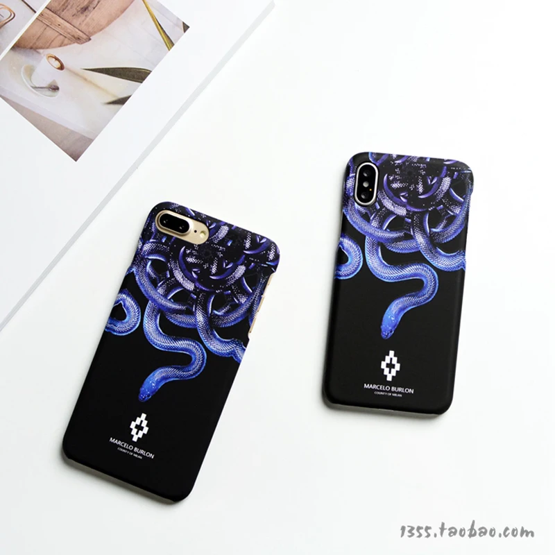 Чехлы Marcelo Burlon MB для iphone 6 6plus 6s plus 7 7plus 8 X Жесткий ПК роскошный пластиковый чехол