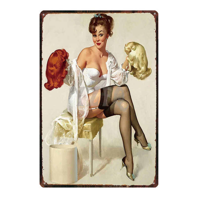 Hilda размера плюс Pin Up Girl Оловянная металлическая табличка металлическая винтажная настенная паба Кафе Магазин домашний Арт Декор Железный плакат Куадрос DU-2643 - Цвет: DU2627