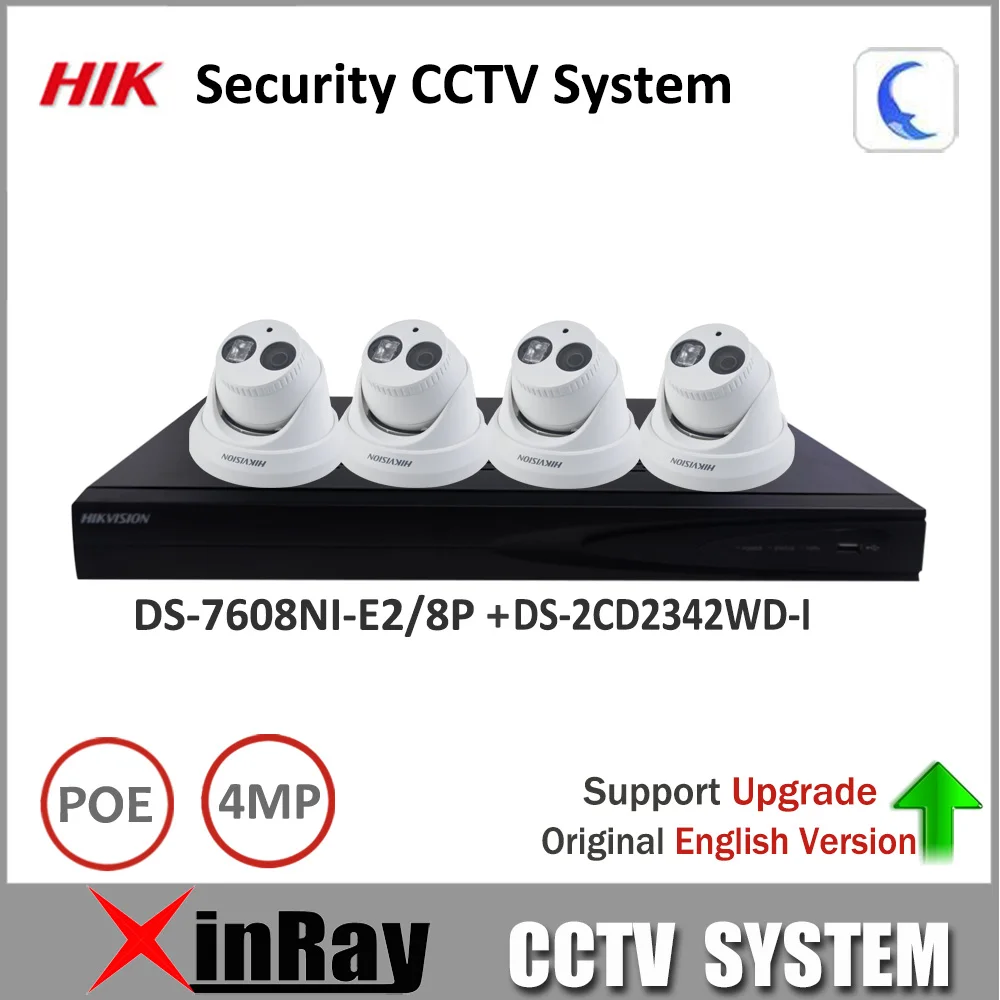 Оригинальный Hik P2P комплект камер видеонаблюдения 8POE NVR DS 7608NI E2/8 P 4MP IP Камера 2CD2342WD I