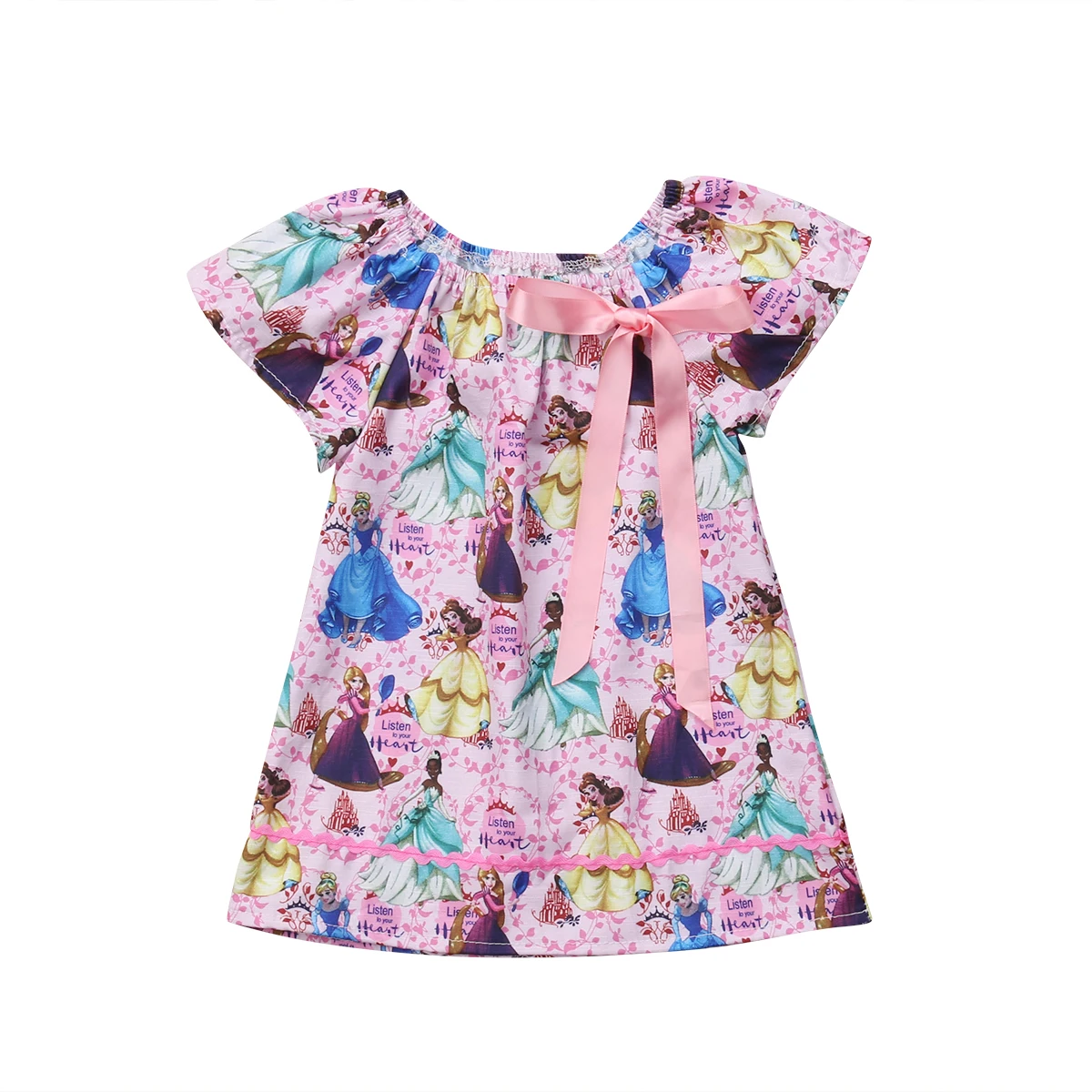 Princess Children Girls Cartoon Dress A-line Bow Formal Pageant Party Dresses Clothes | Детская одежда и обувь