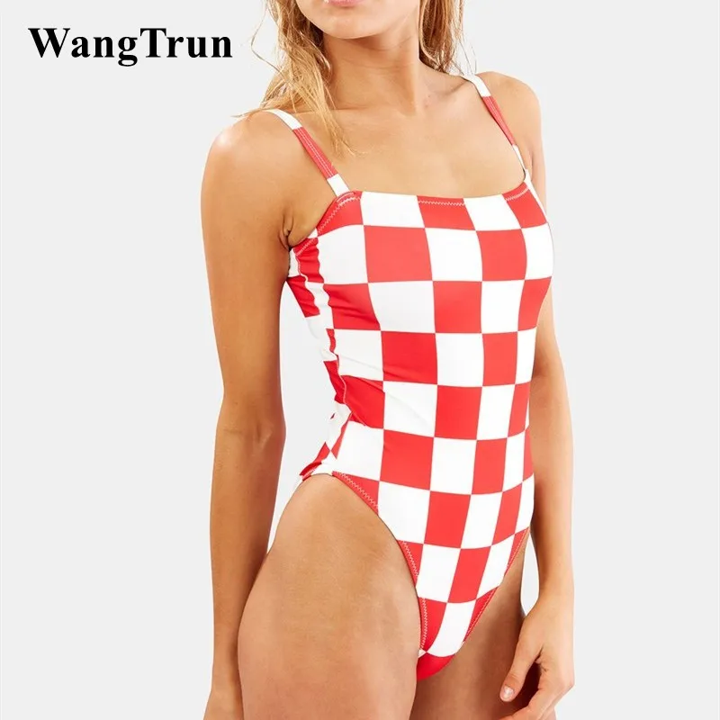 WangTrun Push Up Для женщин купальник плед Одна деталь купальники боди Ретро Монокини 2019