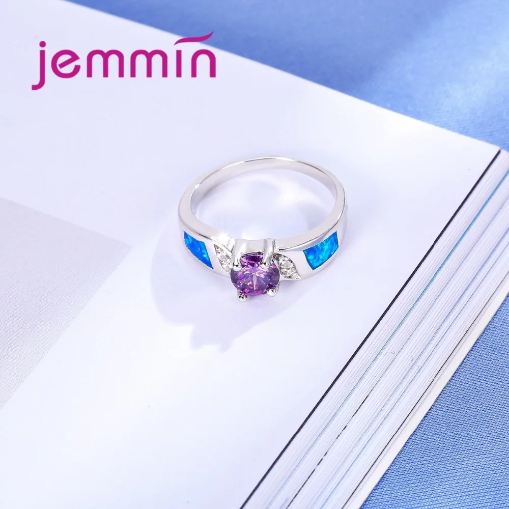 Женское Обручальное кольцо из серебра 925 пробы с фиолетовым австрийским