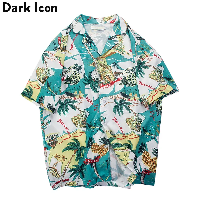 Mens Beach Hawaiian Shirt Tropical Summer Short Sleeve Men Brand Clothing Casual Loose Cotton Button Down Shirts Plus Size | Мужская
