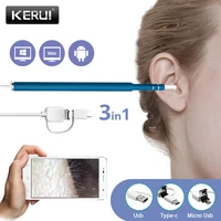 kerui 3 in 1 usb otg visual ear cleaning endoscope spoon functional diagnostic tool ear cleaner android 720p camera ear pick