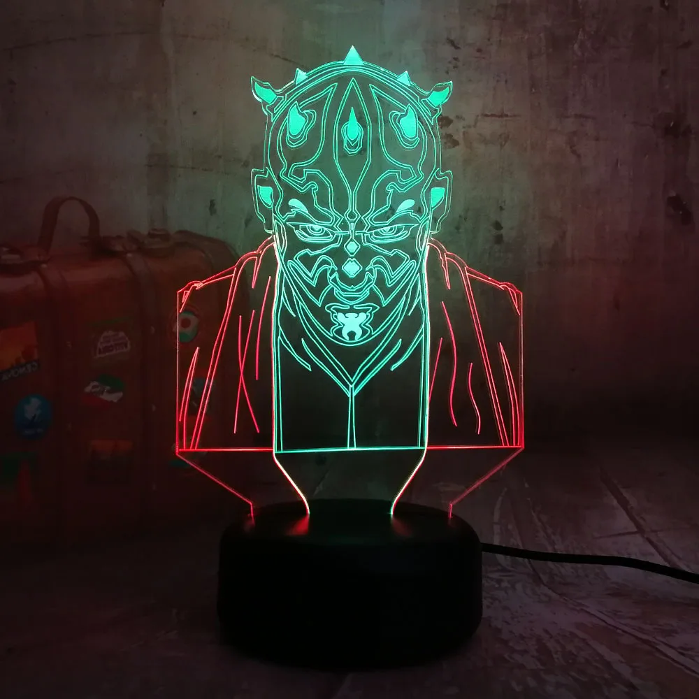 Звездные войны Дарт Маул Новинка 3D светодиодный ночной Светильник RGB 7 смешанный