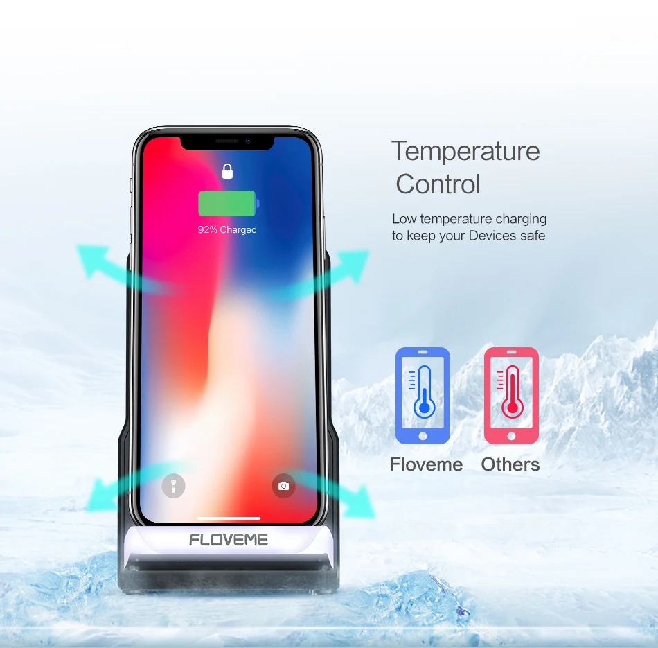 FLOVEME 10 Вт Беспроводное зарядное устройство для iPhone 8/X/8 Plus Беспроводная зарядка беспроводное зарядное устройство быстрое для samsung Galaxy S8/S7 Edge