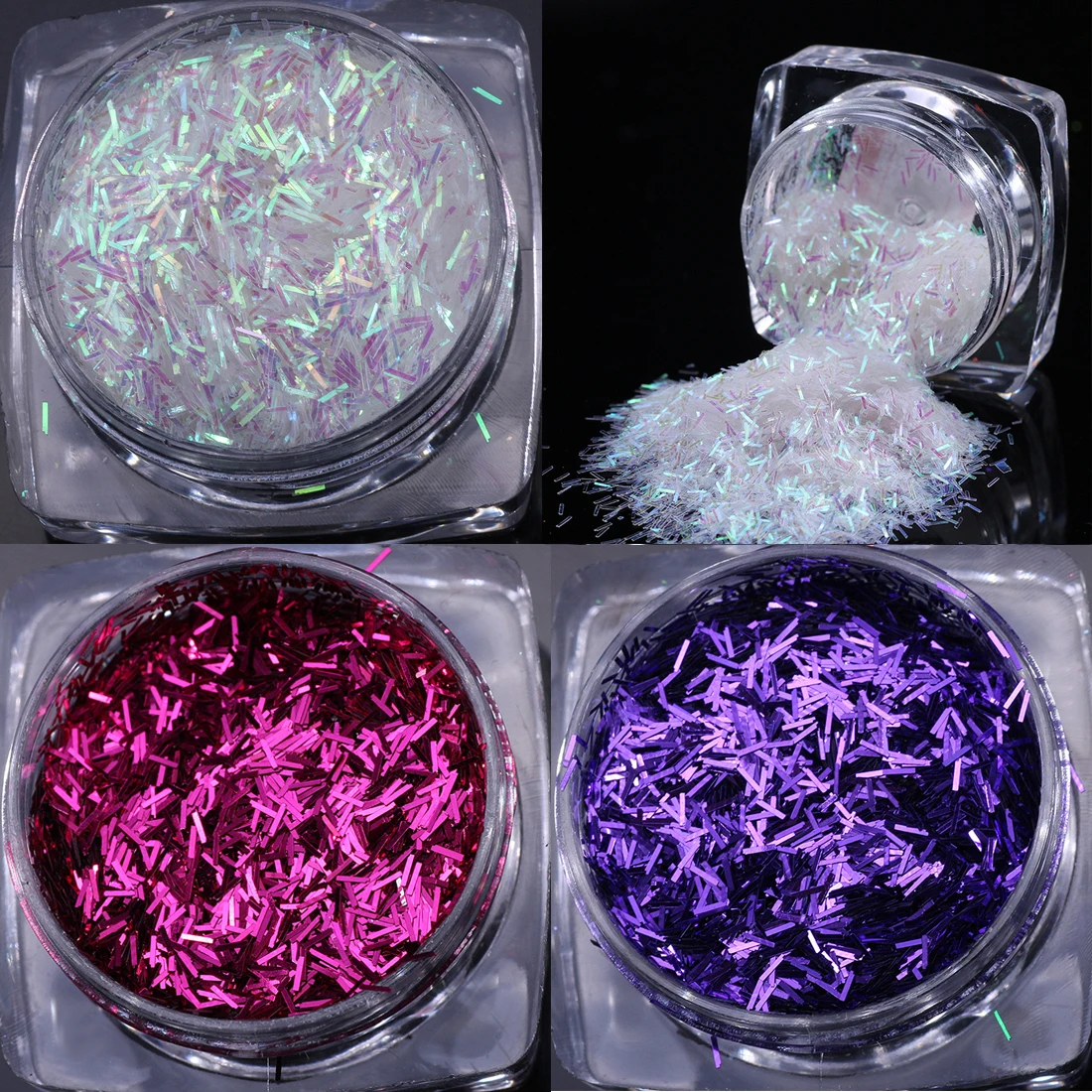 Красочные полоски белые блестки полосатые хлопья для маникюра украшение