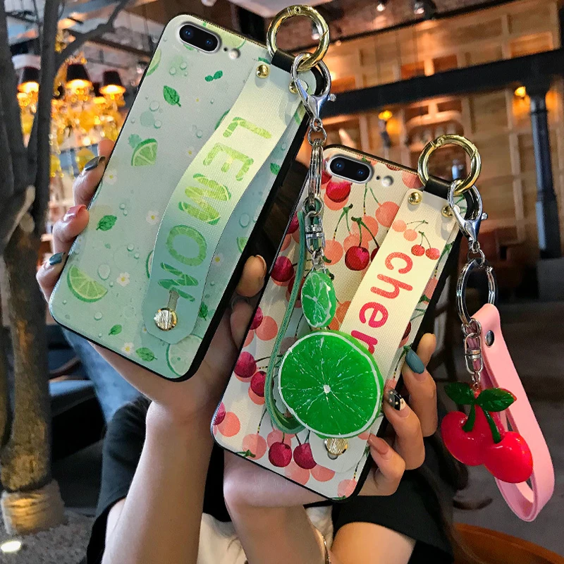 Cute Summer Fruit Phone Strap Case For iPhone 6 6S Hot Sale Colorful Cherry Lemon Strawberry Cover | Мобильные телефоны и