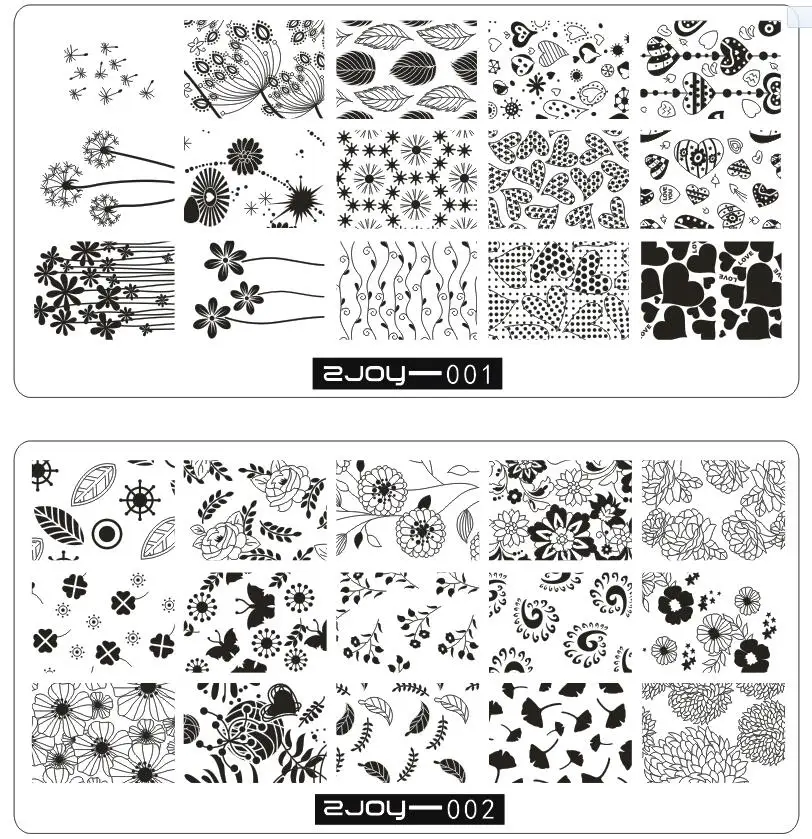 

1pc zjoy01 Nail Stamping Plates Stainless Steel Flower DIY Pattern Polish Templates Printing for 3D Nail Art Steel Template Gift