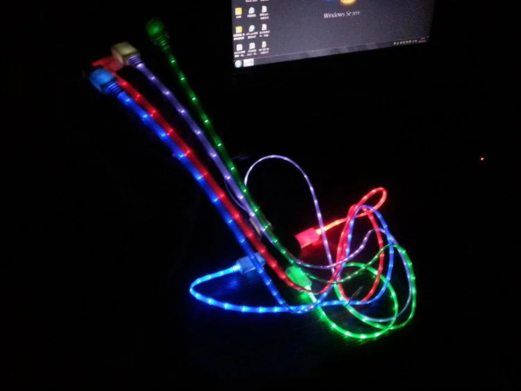 Светодиодный кабель для зарядки и передачи данных Samsung Nokia HTC Xiaomi V8 провод