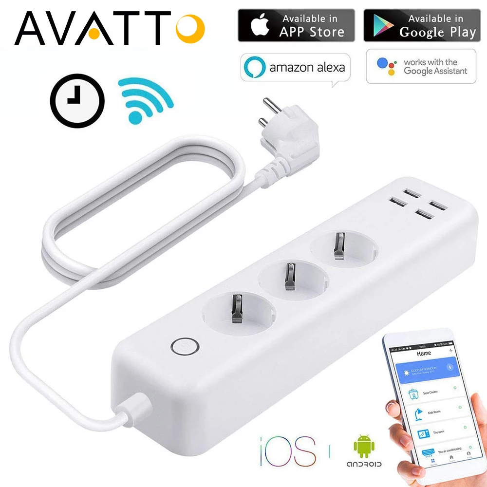 AVATTO Wi Fi Смарт полоса Защита от перенапряжения индивидуально управляемый 3