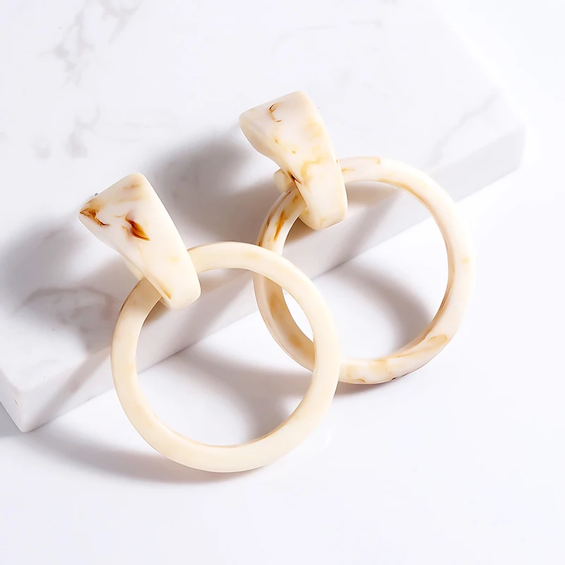 Round Resin Drop Earrings Green Beige Fashion Korean Simple Forwomen Temperament Gift Personality Acrylic Ear | Украшения и