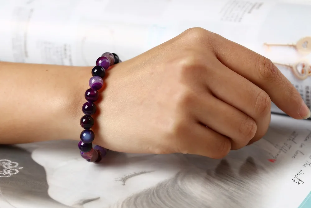 Fashion Purple Onyx Bracelets for Women Buddha beads Bangle Ethnic Accessories Men Bracelet Valentine's Day Gift | Украшения и