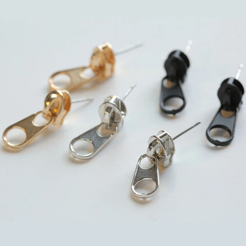 

Punk Mujer Pendientes Ear Jewelry Cute Funny Studs Earrings Zipper Unisex Fashion Earrings 1Pair Wom
