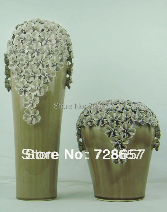 

Porcelain Fashion Flower Vase with Transparent Glaze and Handmade Artificial Flower. Indoor Ceramic Household Decorative Vase.
