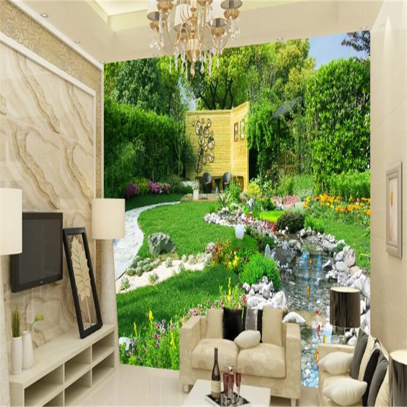 beibehang 3d custom photo wallpaper wall murals stickers Garden river landscape background painting | Обустройство дома