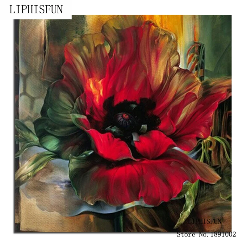 

Красный в черные цветы diy diamond Вышивка вышивки крестом алмазов картина Алмазная мозаика Наборы изображение Стразы