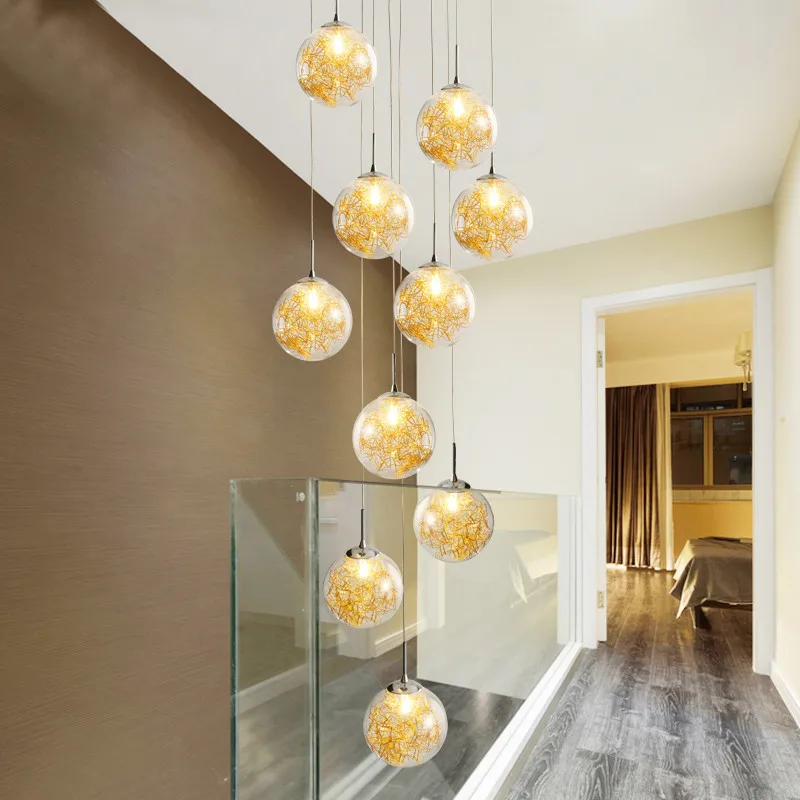 値段 アールデコ調カスタムヴィラ円形吹きラウンドガラススパイラル高天井階段現代ライトホームシャンデリア