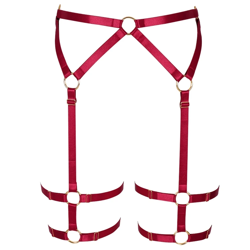MLCP0006WineRed Красный для тела жгут бюстгалтер на бретельках эластичные пояса с резинками Harajuku в стиле «панк» с вырезами в виде пентаграммы сексуальное нижнее белье бондаж ночные клубы рейв - Цвет: MLCP0006WineRed